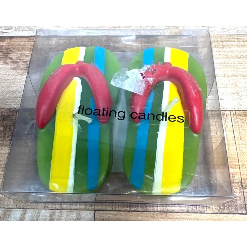 Flip Flop Shaped Floating Candles - Summer Interior Accents - Set Of 2
